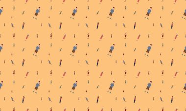 Farklı aksesuarlara sahip renkli arkaplan