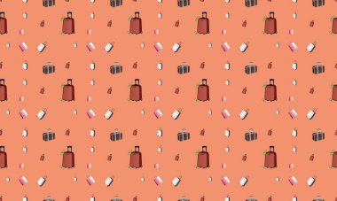 Farklı aksesuarlara sahip renkli arkaplan