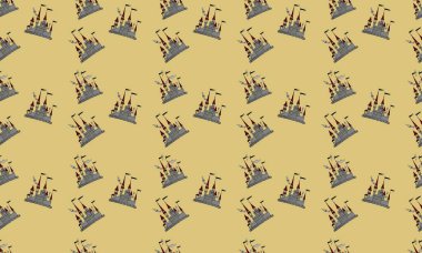 Farklı aksesuarlara sahip renkli arkaplan