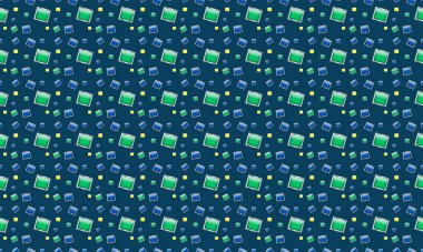 Farklı aksesuarlara sahip renkli arkaplan