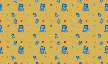 Farklı aksesuarlara sahip renkli arkaplan