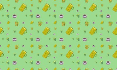 Farklı aksesuarlara sahip renkli arkaplan