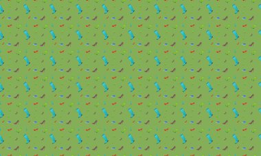 Farklı aksesuarlara sahip renkli arkaplan