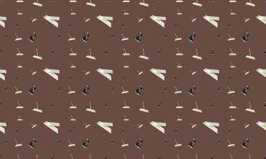 Farklı aksesuarlara sahip renkli arkaplan