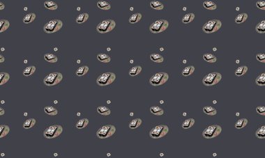 Farklı aksesuarlara sahip renkli arkaplan