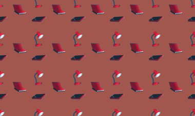 Farklı aksesuarlara sahip renkli arkaplan