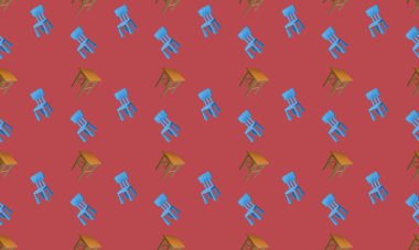 Farklı aksesuarlara sahip renkli arkaplan