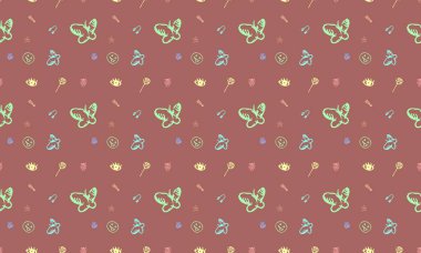 Farklı aksesuarlara sahip renkli arkaplan