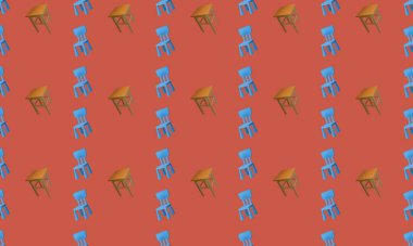 Farklı aksesuarlara sahip renkli arkaplan