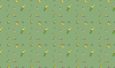 Farklı aksesuarlara sahip renkli arkaplan