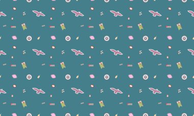 Farklı aksesuarlara sahip renkli arkaplan