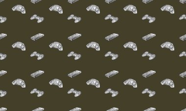 Farklı aksesuarlara sahip renkli arkaplan