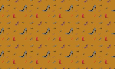 Farklı aksesuarlara sahip renkli arkaplan