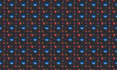 Farklı aksesuarlara sahip renkli arkaplan