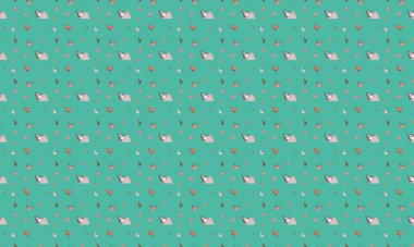 Farklı aksesuarlara sahip renkli arkaplan