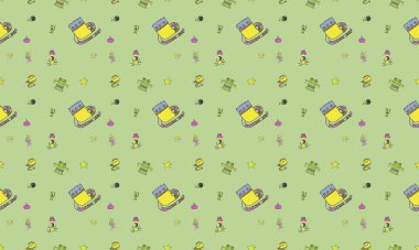 Farklı aksesuarlara sahip renkli arkaplan