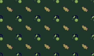 Farklı aksesuarlara sahip renkli arkaplan