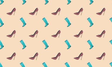 Farklı aksesuarlara sahip renkli arkaplan