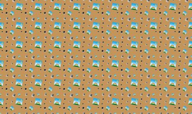 Farklı aksesuarlara sahip renkli arkaplan