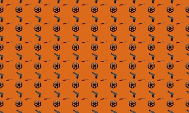 Farklı aksesuarlara sahip renkli arkaplan