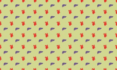 Farklı aksesuarlara sahip renkli arkaplan