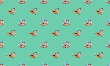 Farklı aksesuarlara sahip renkli arkaplan