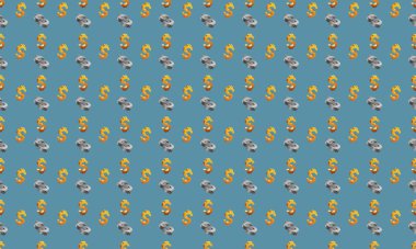 Farklı aksesuarlara sahip renkli arkaplan