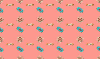 Farklı aksesuarlara sahip renkli arkaplan