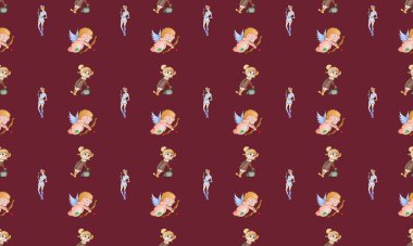 Farklı aksesuarlara sahip renkli arkaplan