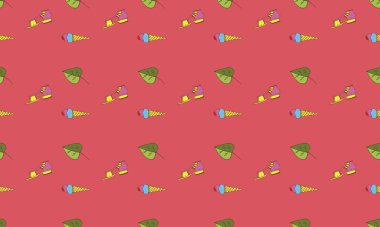 Farklı aksesuarlara sahip renkli arkaplan