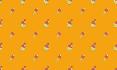 Farklı aksesuarlara sahip renkli arkaplan