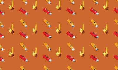 Farklı aksesuarlara sahip renkli arkaplan