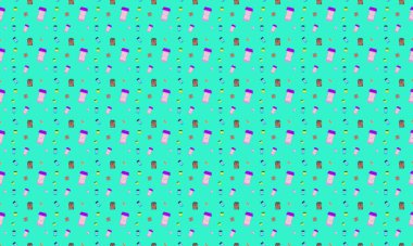 Farklı aksesuarlara sahip renkli arkaplan