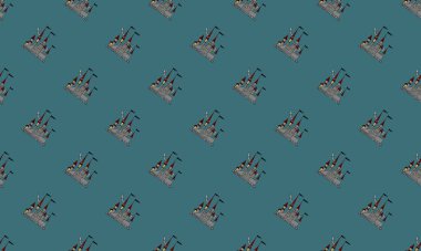 Farklı aksesuarlara sahip renkli arkaplan