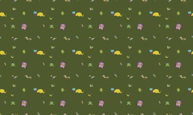 Farklı aksesuarlara sahip renkli arkaplan