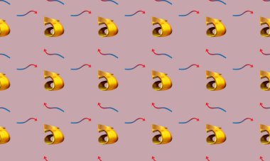 Farklı aksesuarlara sahip renkli arkaplan