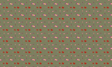 Farklı aksesuarlara sahip renkli arkaplan