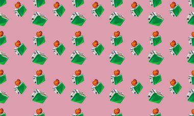 Farklı aksesuarlara sahip renkli arkaplan