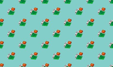 Farklı aksesuarlara sahip renkli arkaplan