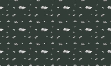 Farklı aksesuarlara sahip renkli arkaplan