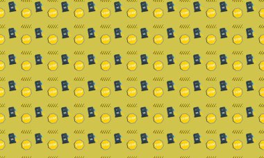 Farklı aksesuarlara sahip renkli arkaplan