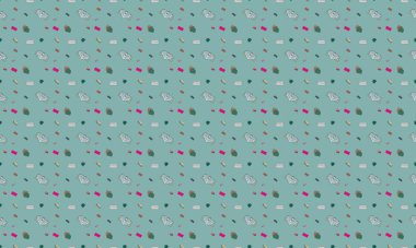 Farklı aksesuarlara sahip renkli arkaplan