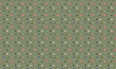 Farklı aksesuarlara sahip renkli arkaplan