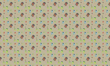 Farklı aksesuarlara sahip renkli arkaplan