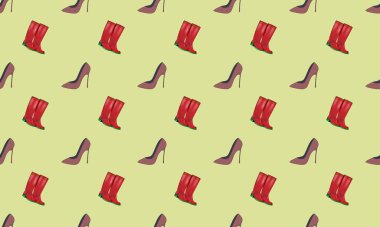 Farklı aksesuarlara sahip renkli arkaplan