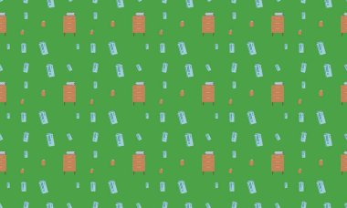 Farklı aksesuarlara sahip renkli arkaplan