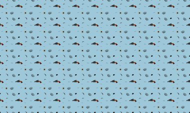 Farklı aksesuarlara sahip renkli arkaplan