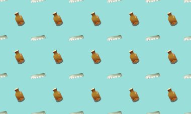 Farklı aksesuarlara sahip renkli arkaplan