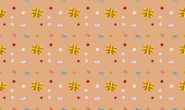 Farklı aksesuarlara sahip renkli arkaplan