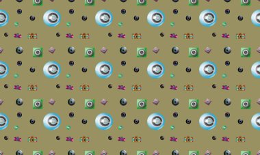 Farklı aksesuarlara sahip renkli arkaplan